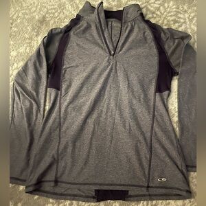 Gray and Purple Quarter-Zip Pullover